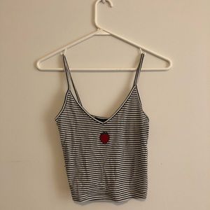 Black and white stripped cropped tank top